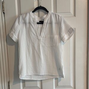 J Crew White Short Sleeve Blouse